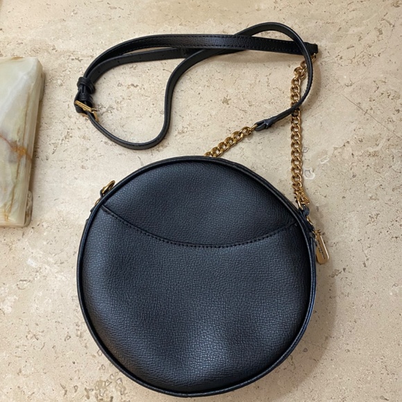 Karl Lagerfeld Black Round Bag with Gold Chain & Accents - Picture 3 of 4